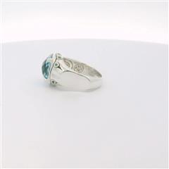 John Hardy Sterling Blue Topaz Bamboo Ring - Size 7.5